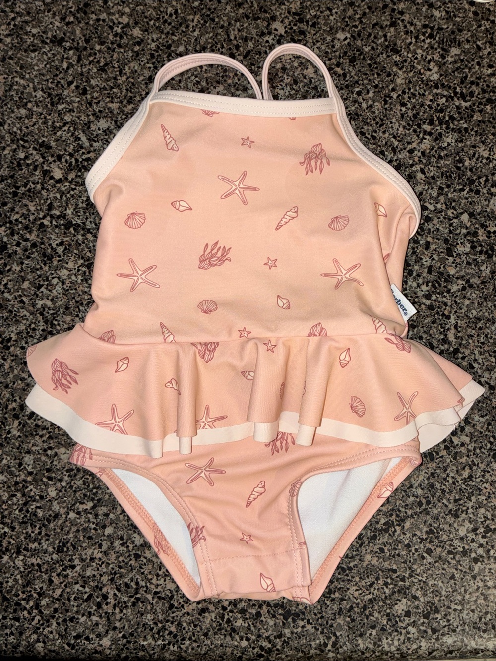 Gerber Peach Seashell Ruffle Swim One-Piece